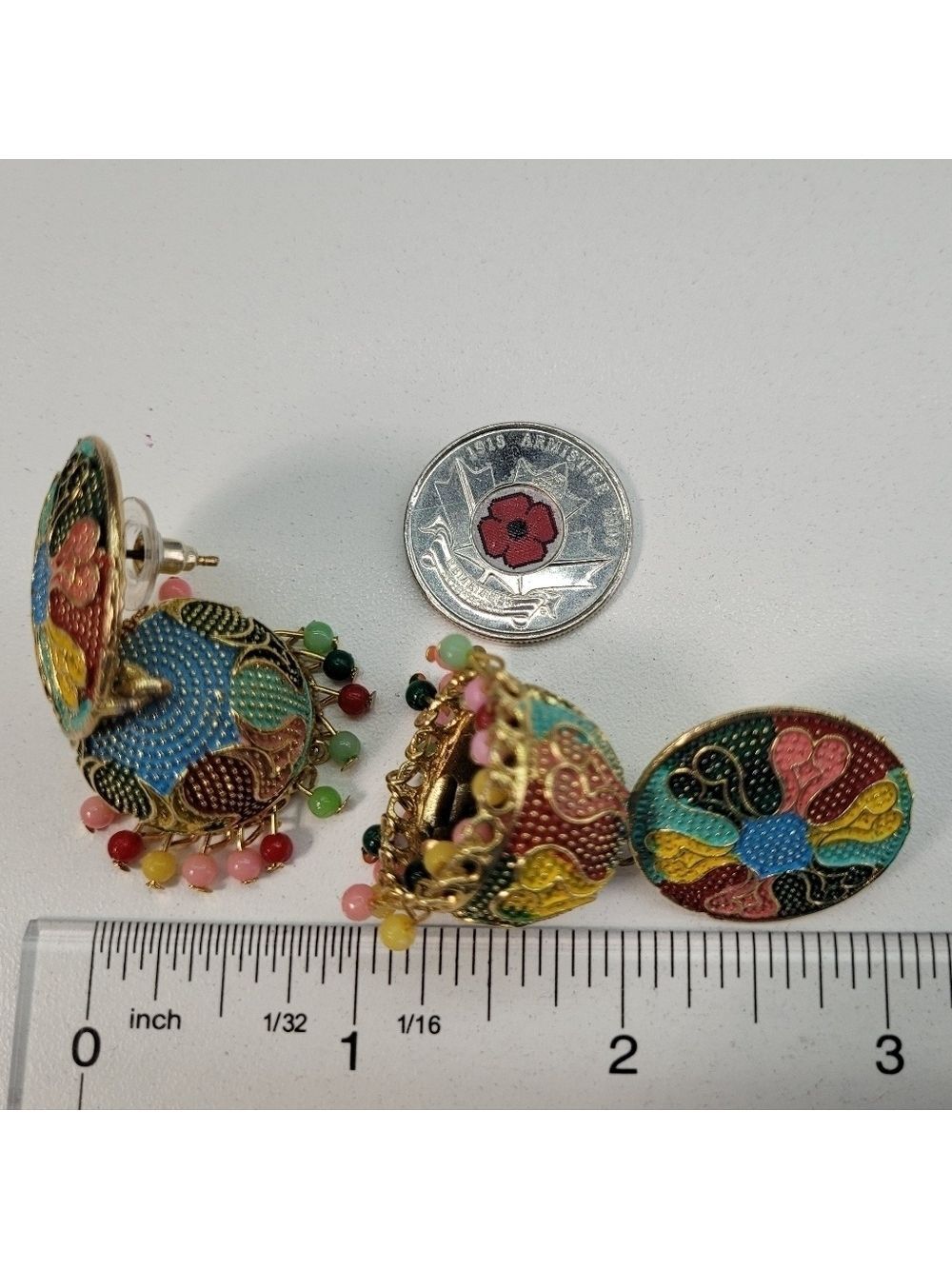 ✨2/$10✨ Gold Jhumki Earrings with Multicolor Beads Ethnic Statement Jewelry - Picture 11 of 11